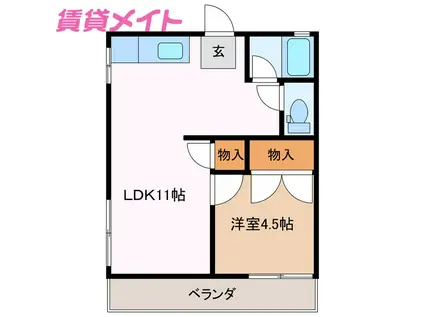 マンションホートク(1LDK/2階)の間取り写真