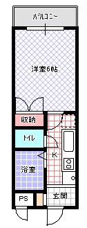 キリンハイツ信和(1K/3階)の間取り写真