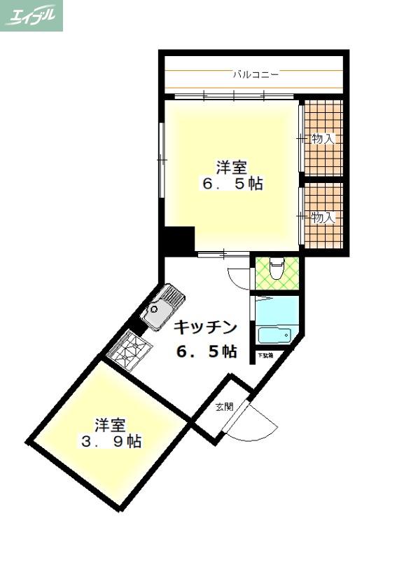 国際コーポ(1LDK/4階)の間取り写真