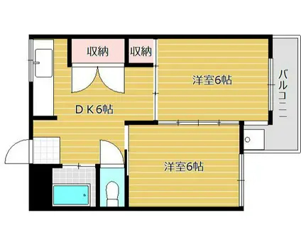 グランディール住吉(1LDK/4階)の間取り写真
