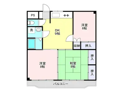 ビアン本間II(3DK/5階)の間取り写真