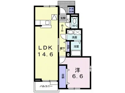 プルミエ・アムールIII(1LDK/1階)の間取り写真