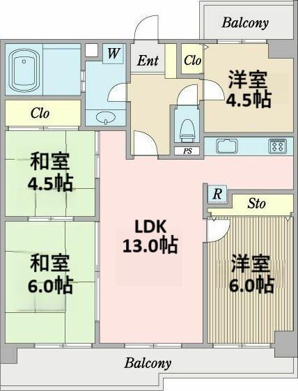 グランドメゾン覚王山通(4LDK/10階)の間取り写真