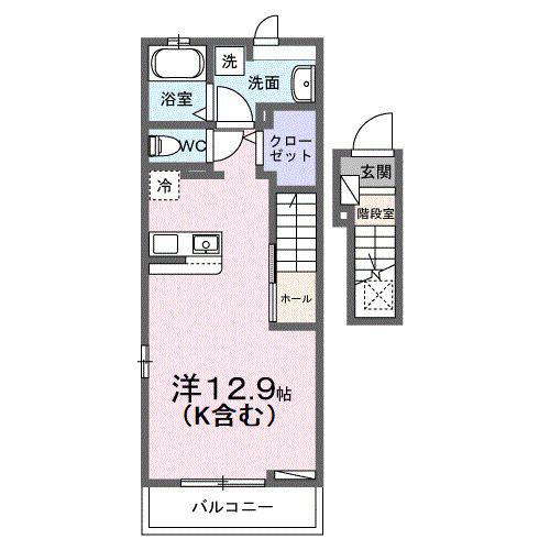 カレントT(ワンルーム/2階)の間取り写真