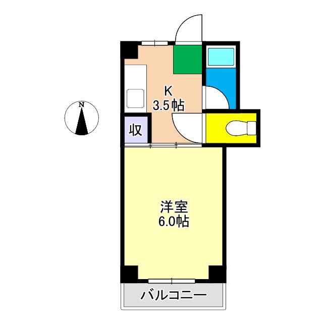 ドエル寿(1K/3階)の間取り写真