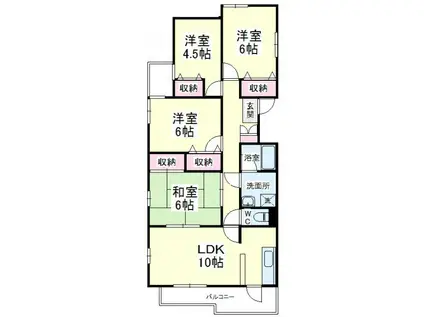 バウムコートA棟(4LDK/2階)の間取り写真