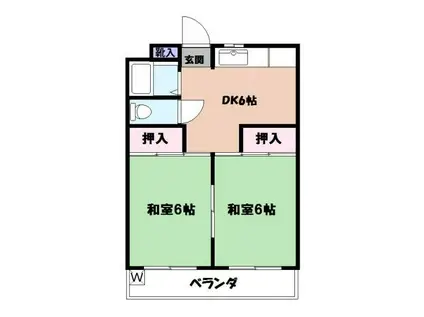 グリーンハウス(2DK/2階)の間取り写真