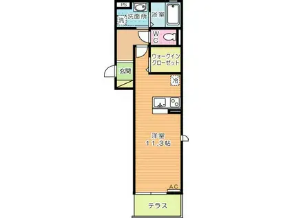 M・K・K北方(ワンルーム/1階)の間取り写真