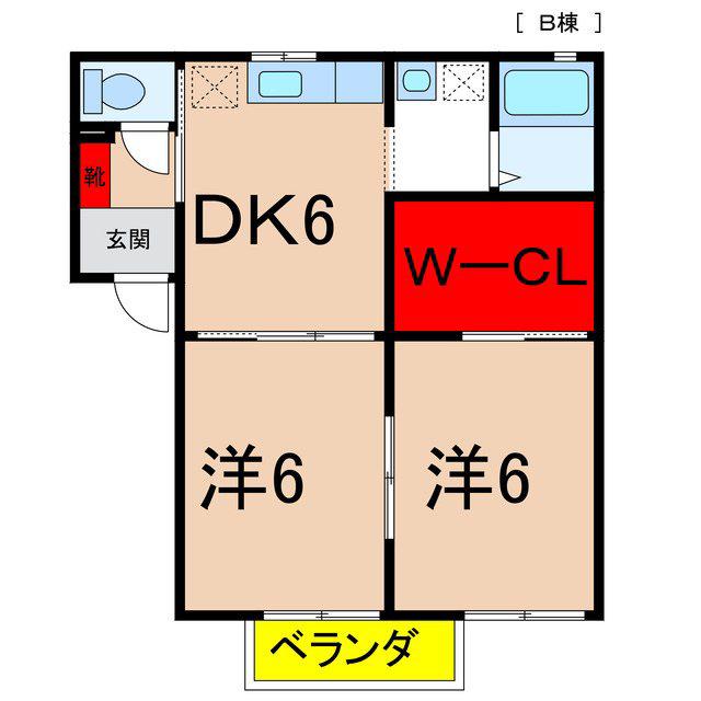 メゾンセレーノB(2DK/1階)の間取り写真