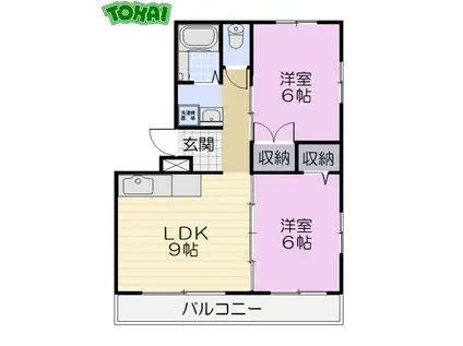 メロディハイツ下村 I棟(2LDK/1階)の間取り写真