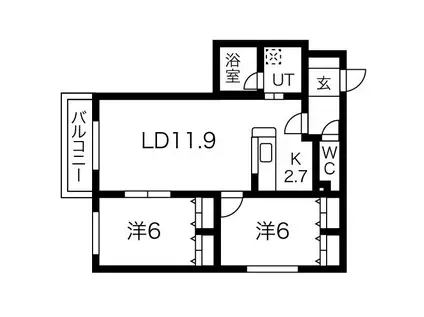 ラフィーネ福住(2LDK/3階)の間取り写真