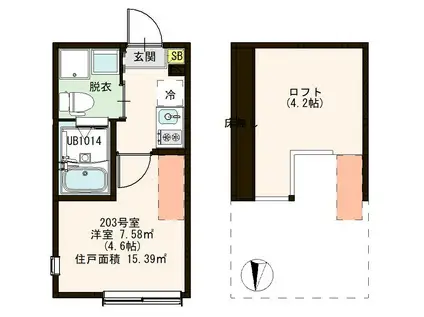 メゾン・ボヌール江戸川(ワンルーム/2階)の間取り写真