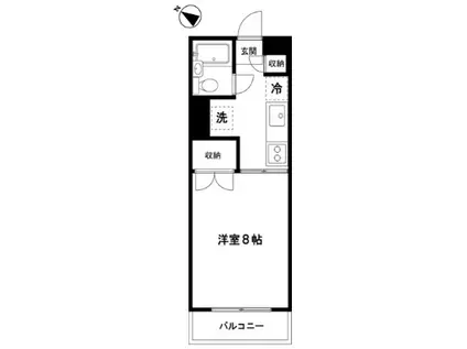 スカイパレス堀之内(1K/3階)の間取り写真