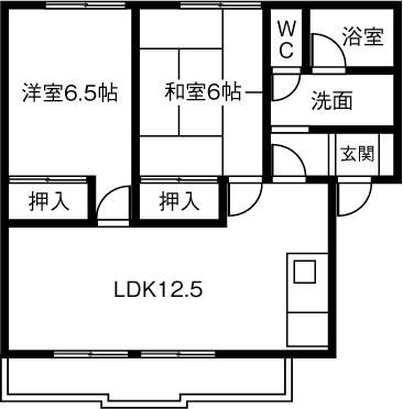 サニーヒルズ鳴丘B棟(2LDK/2階)の間取り写真
