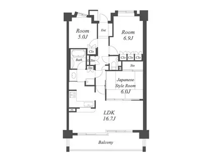 プラウド覚王山穂波(3LDK/4階)の間取り写真
