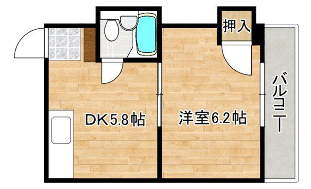 八宝ビル(1DK/4階)の間取り写真