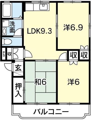 モーメント21(3LDK/3階)の間取り写真