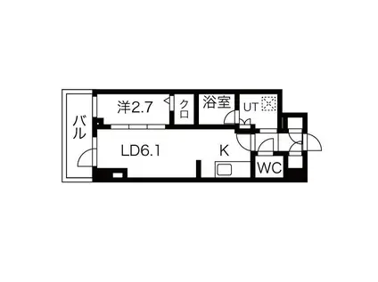 シーズンフラッツ高田馬場リバーサイドサウス 手無 礼敷無 1/10退去(1K/3階)の間取り写真
