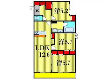 チャコールM(3LDK/2階)の間取り写真