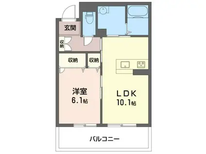 ルーシーエメラルド(1LDK/2階)の間取り写真