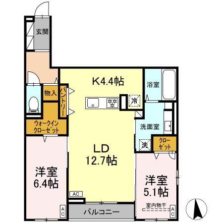 CLASSEUM仙台小田原 I(2LDK/2階)の間取り写真