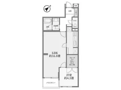 上馬ハイデンス(1LDK/3階)の間取り写真