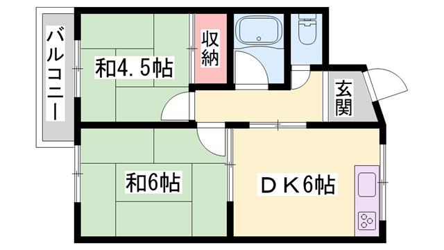 コーポ御立(2DK/2階)の間取り写真