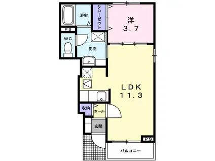 ヴィラグリチーネI(1LDK/1階)の間取り写真