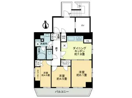 グランマーチ芝公園(3DK/13階)の間取り写真