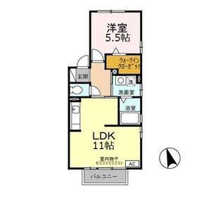 レジデンス ミツ2 B棟(1LDK/2階)の間取り写真
