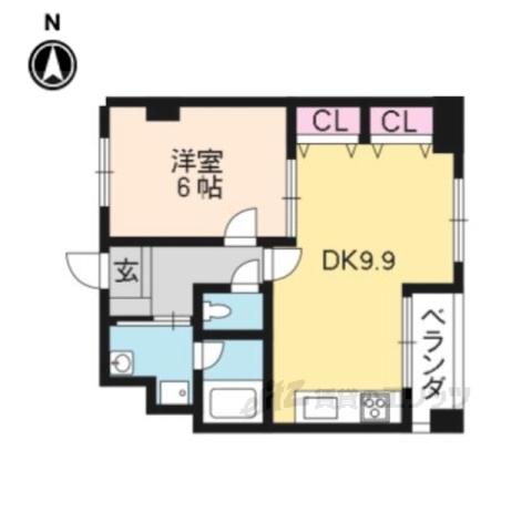 リエス西院(1DK/6階)の間取り写真