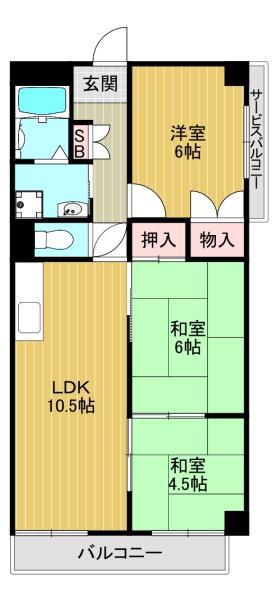 エクセルドメイン南田辺(3LDK/2階)の間取り写真