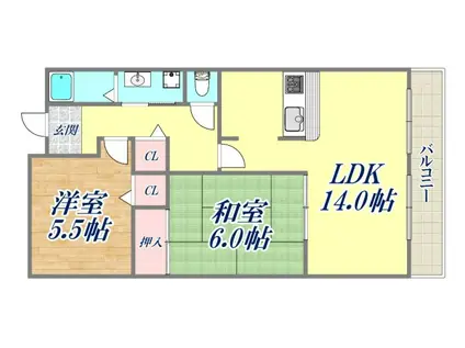 グランプレジール(2LDK/3階)の間取り写真