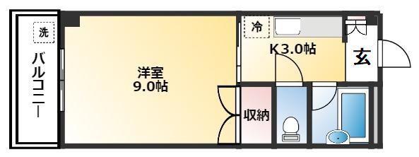 ドミールITO(1K/2階)の間取り写真