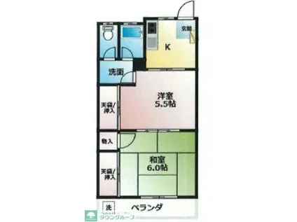 富士ハイム(2K/1階)の間取り写真