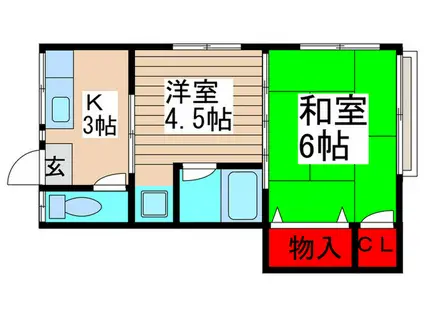 よろこび荘2号棟(2K/1階)の間取り写真