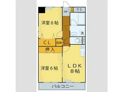 カサデ米ケ袋(2LDK/1階)の間取り写真