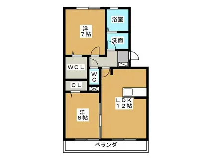 ウィルモアM2(2LDK/1階)の間取り写真