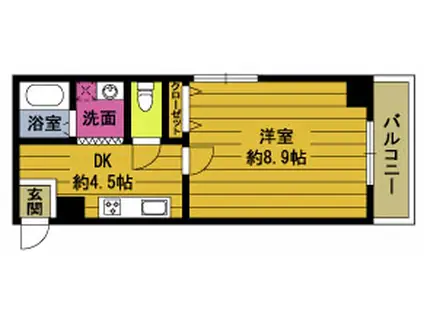 グランハイツ都(1DK/5階)の間取り写真