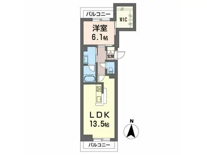 サンフェリーチェII(1LDK/2階)の間取り写真