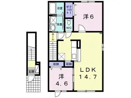 ソレイユ(2LDK/2階)の間取り写真
