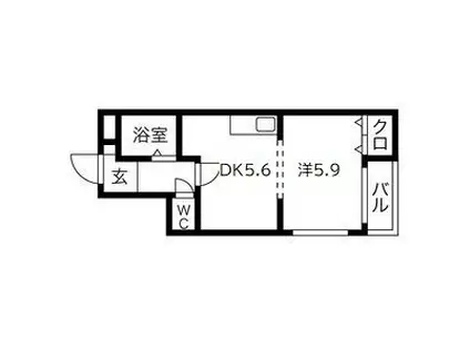 ウィンダムヒル医大前(1DK/4階)の間取り写真