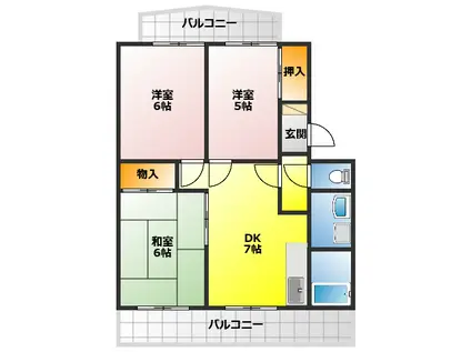 ガーデンハイツ 1(3DK/2階)の間取り写真