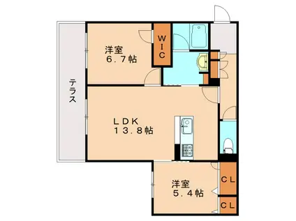 シャーメゾンさくら通 A棟(2LDK/1階)の間取り写真