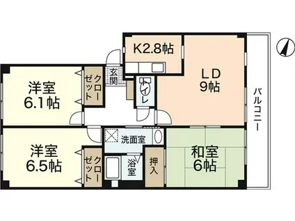 パークファイブA棟(3LDK/2階)の間取り写真