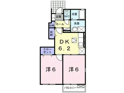 ヴィッセン有田 II(2DK/1階)の間取り写真