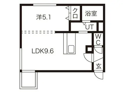 地下鉄東豊線 豊平公園駅 徒歩4分 4階建 築16年(1LDK/1階)の間取り写真