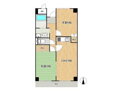 エトワール(2LDK/3階)の間取り写真