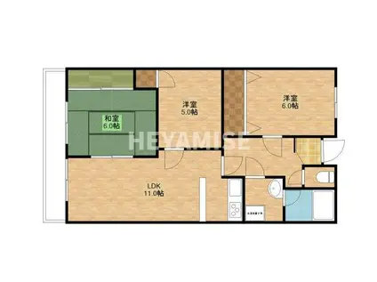 夕福マンション(3LDK/2階)の間取り写真