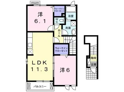 プラーナA(2LDK/2階)の間取り写真
